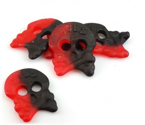 Bubs Raspberry Liquorice Skulls 250 grammes