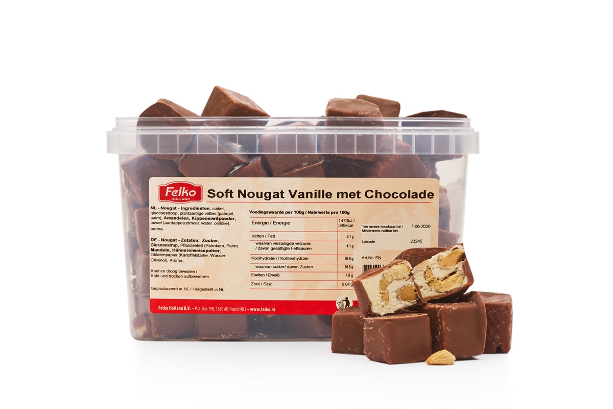 Nougat tendre vanille au chocolat (enrobé de chocolat) 250 g