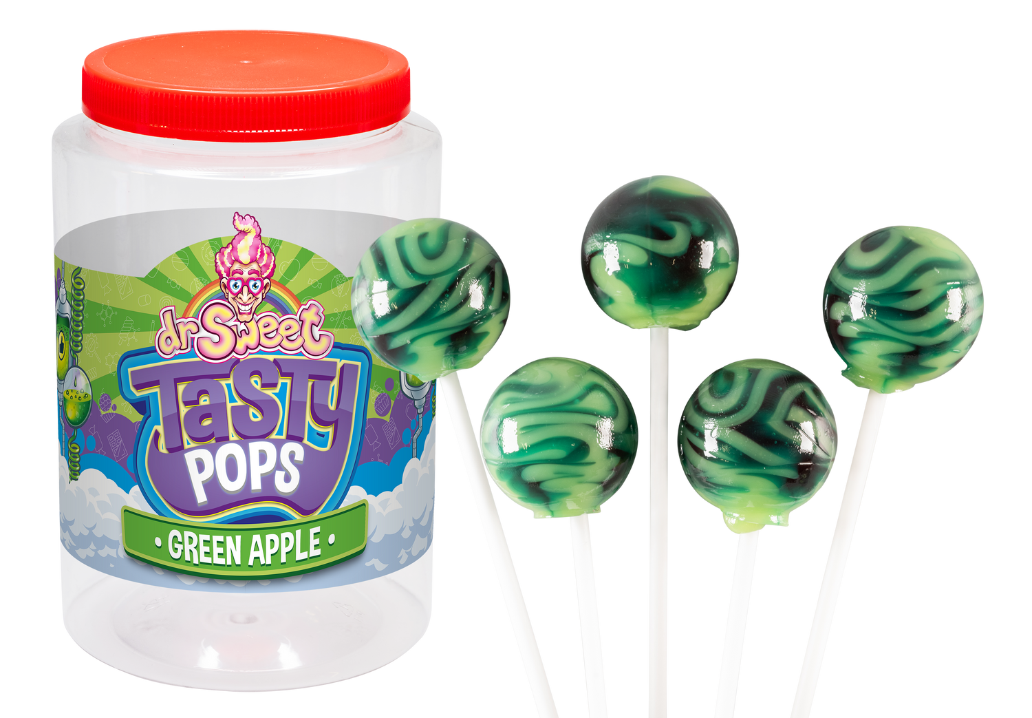 Dr. Sweet Tasty Pop Pomme verte 70 pièces