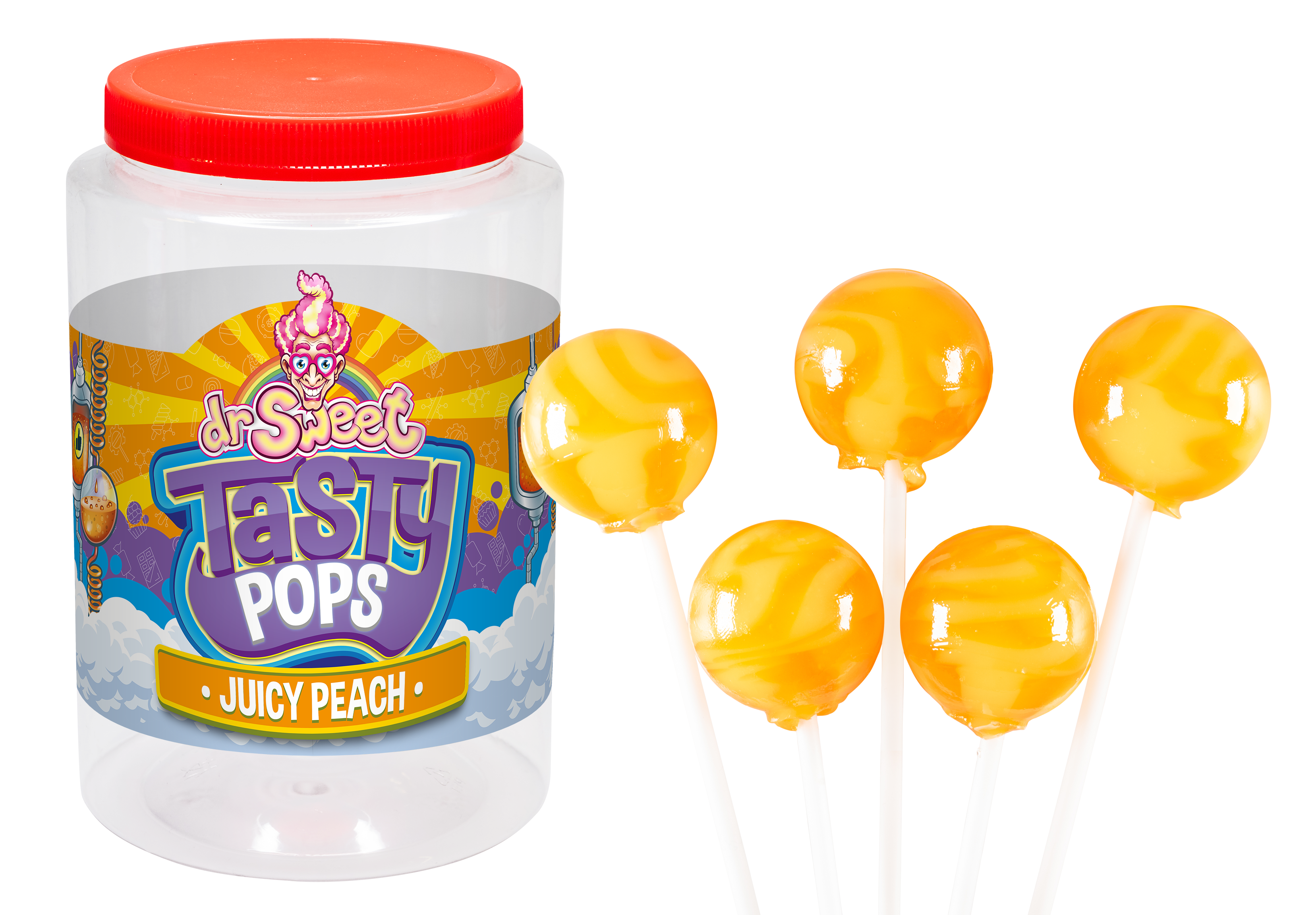 Dr. Sweet Tasty Pop Pêche juteuse 70 pièces