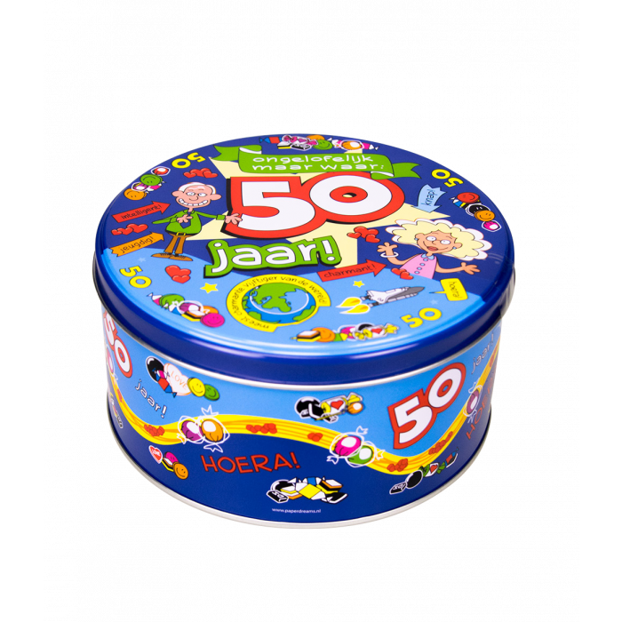 Boîte à bonbons garnie 50 ans - 500 grammes