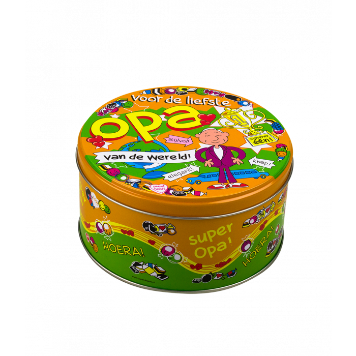 Boîte à bonbons garnie Papy et 500 grammes